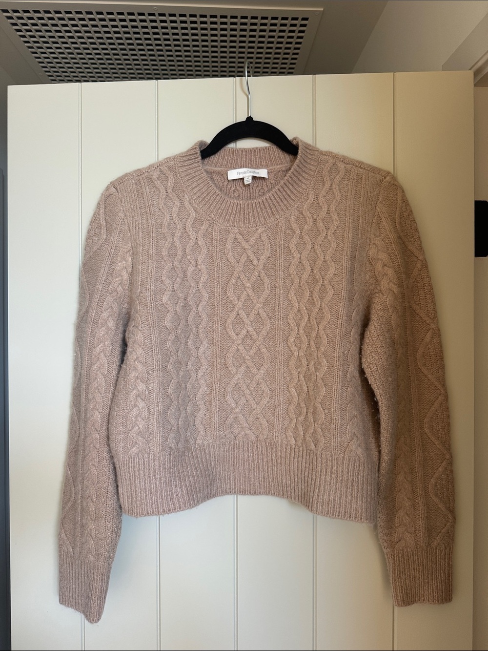 Favorite Daughter Cable Knit Crewneck Sweater in Light Taupe